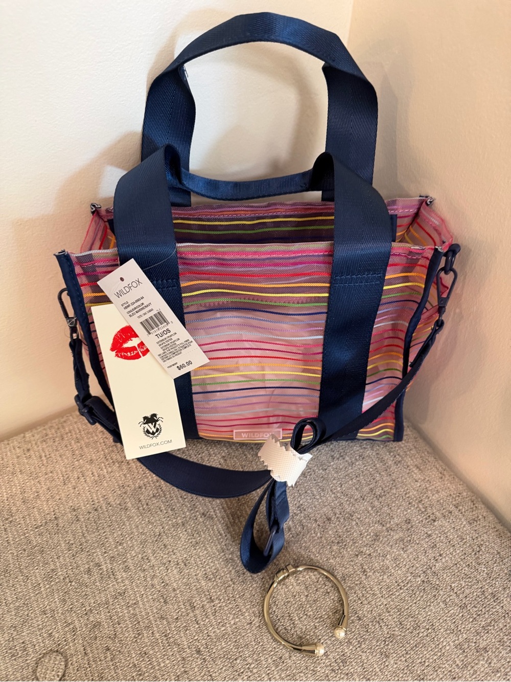 Bundle Wildfox Multicolor Stripe Tote  & Banana Republic Pearl Bracelet